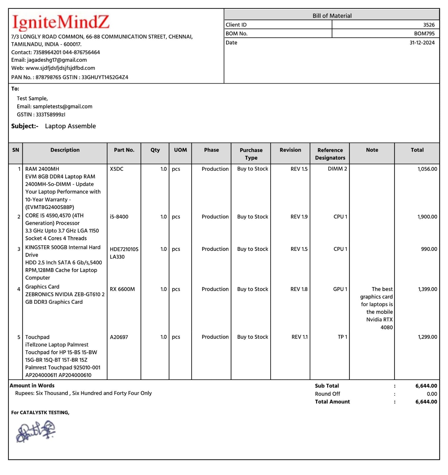 Free BOM (Bill of Materials) Software